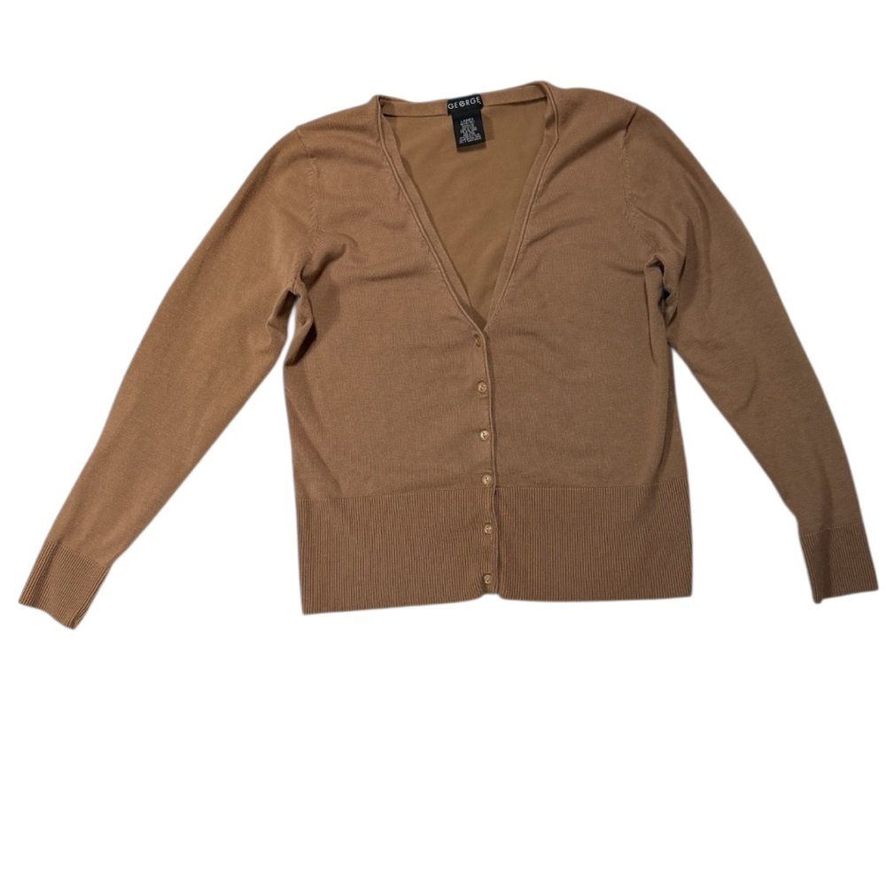 George Light Brown vintage Knit Cardigan Ladies Size medium 8/10